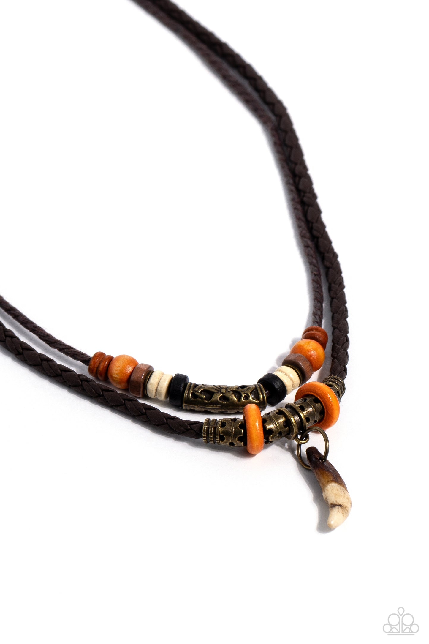 Paparazzi Accessories-Robust Rhythm Brass Wooden Bead Men's Pendant