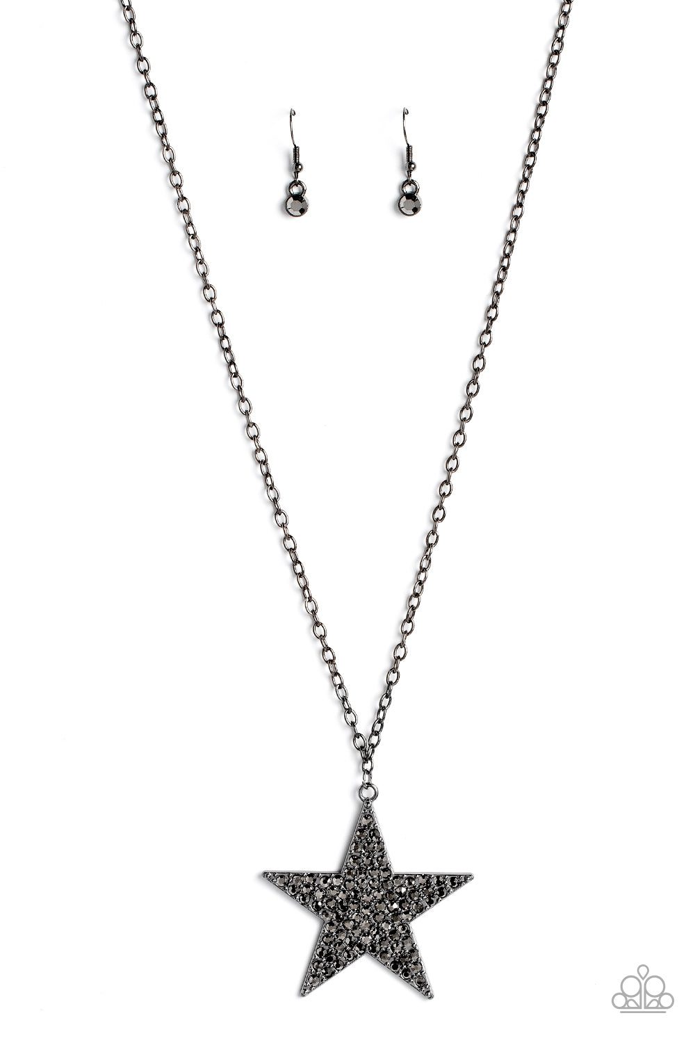 Paparazzi Accessories-Rock Star Sparkle Black Oversize Necklace Set