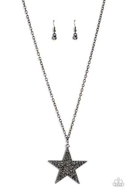 Paparazzi Accessories-Rock Star Sparkle Black Oversize Necklace Set