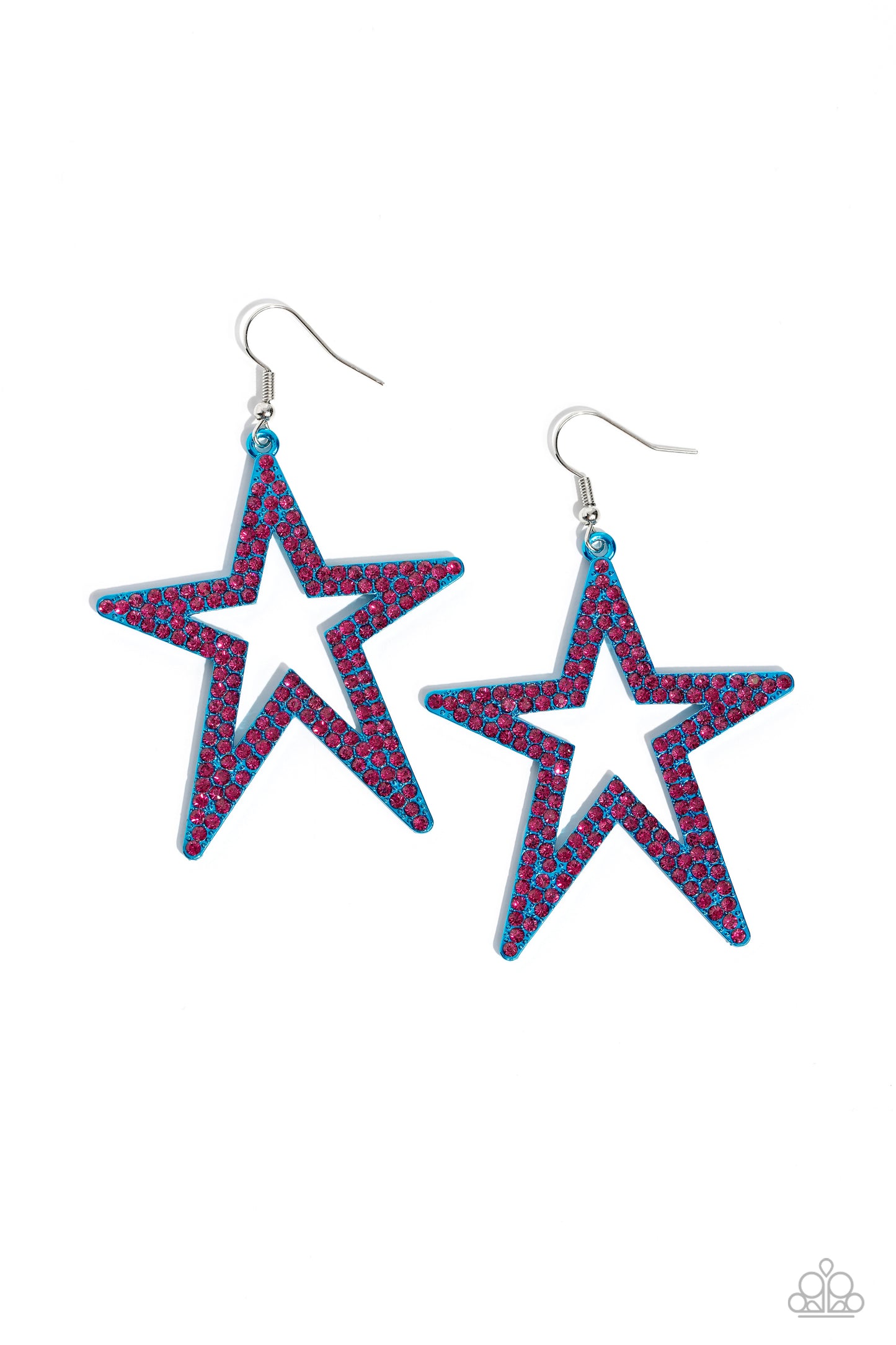 Paparazzi Accessories-Rockstar Energy Blue Metallic Star Earrings