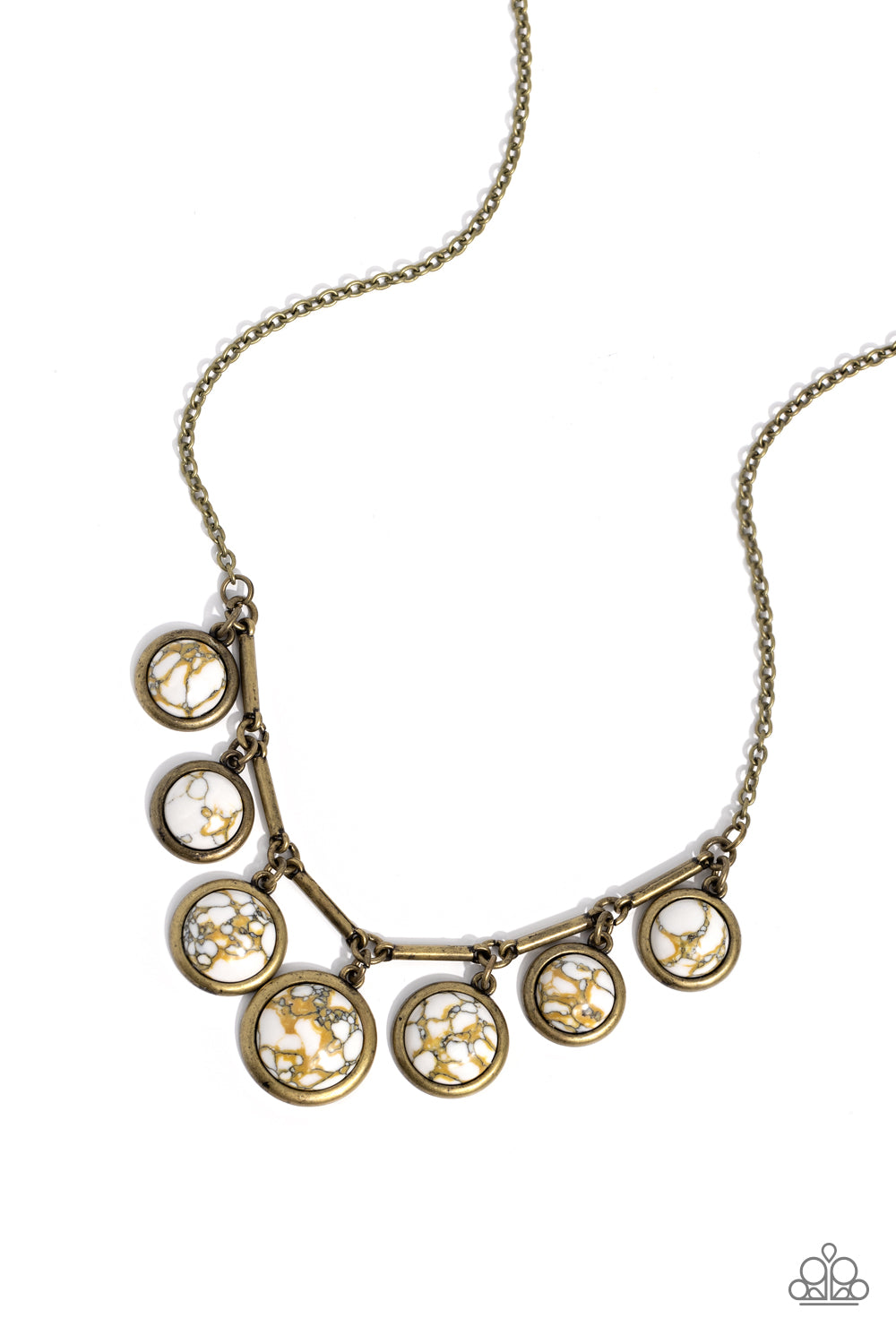 Paparazzi Accessories-Rustic Recognition Brass Marble Stone Necklace Set