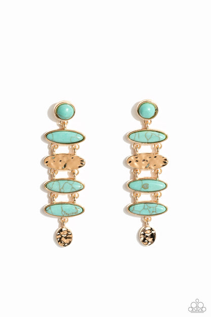 Paparazzi Accessories-Rustic Reverie Blue Turquoise Stone Earrings