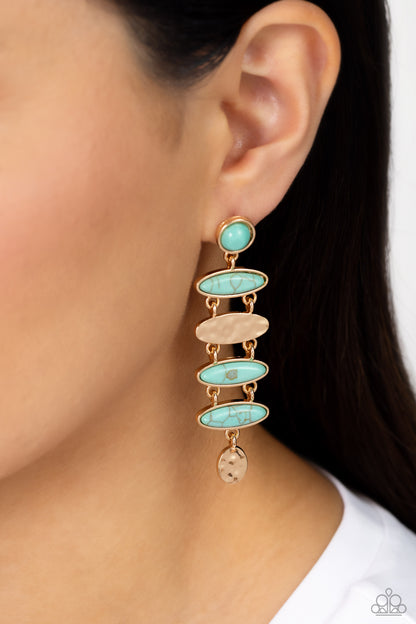 Paparazzi Accessories-Rustic Reverie Blue Turquoise Stone Earrings