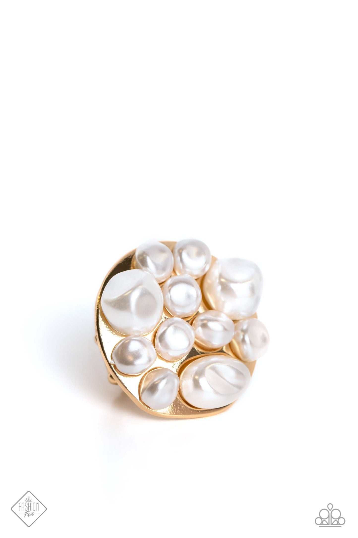 Paparazzi Accessories-Gold Baroque Pearls August 2023 FF Ring