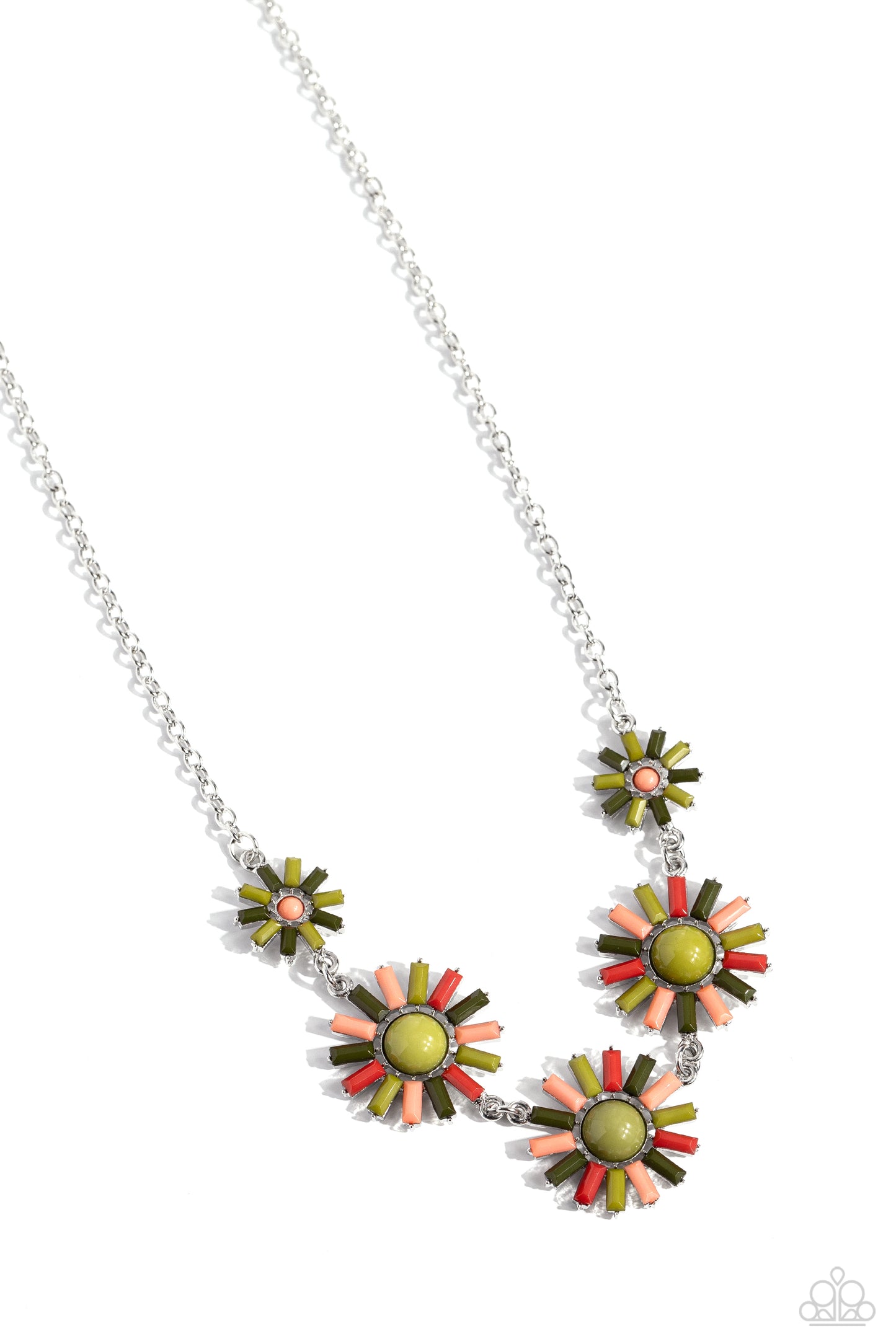 Paparazzi Accessories-SUN and Fancy Free Green Sunburst Necklace Set