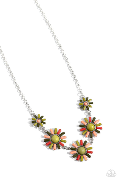 Paparazzi Accessories-SUN and Fancy Free Green Sunburst Necklace Set