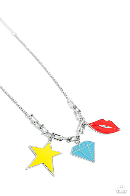 Paparazzi Accessories-Scouting Shapes Multi Color Charm Necklace Set