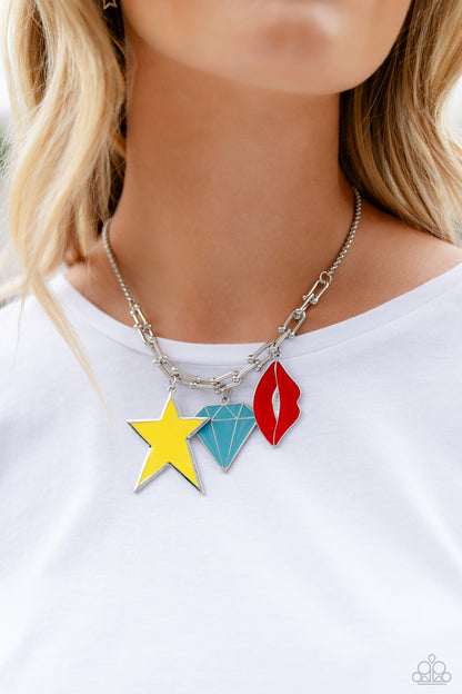 Paparazzi Accessories-Scouting Shapes Multi Color Charm Necklace Set