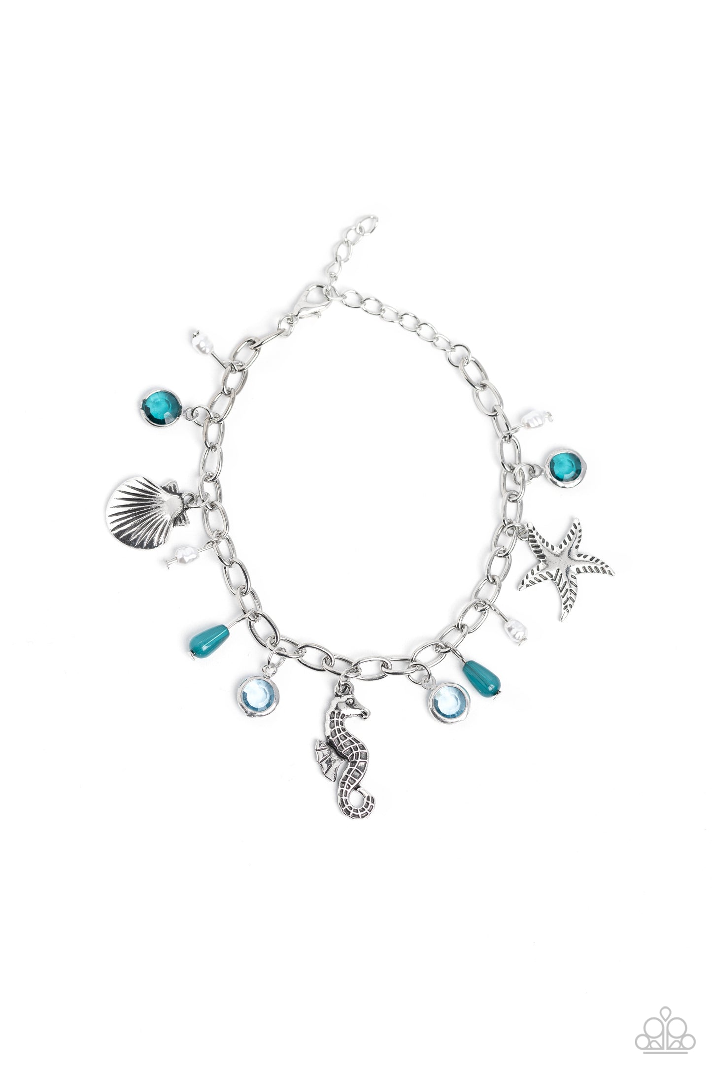 Paparazzi Accessories-Seahorse Serenade Blue Waterspout Seashell Bracelet
