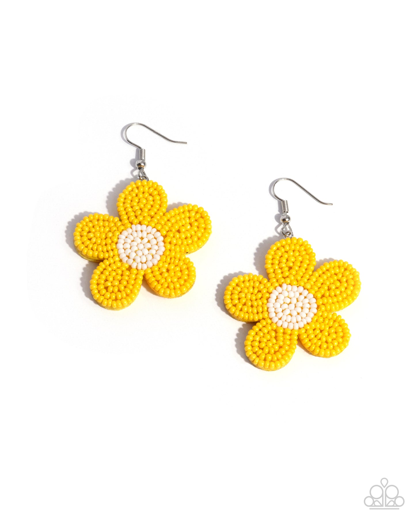 Paparazzi Accessories-Seed Bead Vibrancy Yellow Floral Earrings