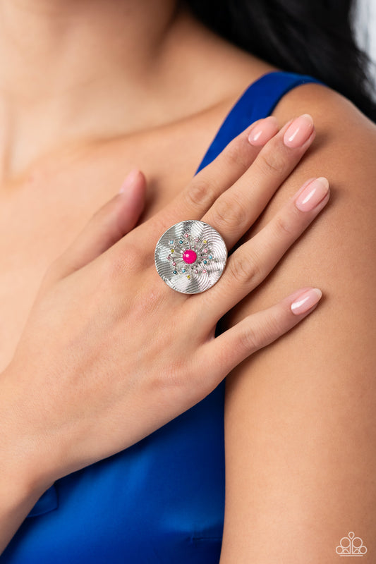 Paparazzi Accessories-Seriously SUNBURST Pink 3D Glistening LOTP Ring