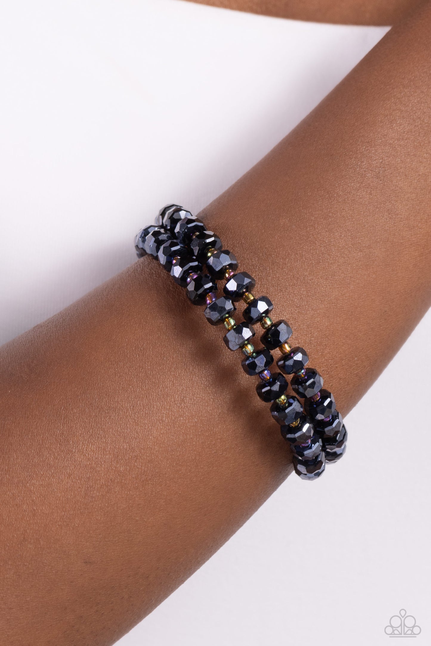 Paparazzi Accessories-Seriously Stellar Blue Dainty Oil Spill Bracelet