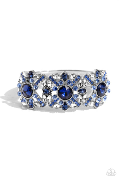 Paparazzi Accessories-Shimmering Solo Blue Sparkle Rhinestone Bracelet