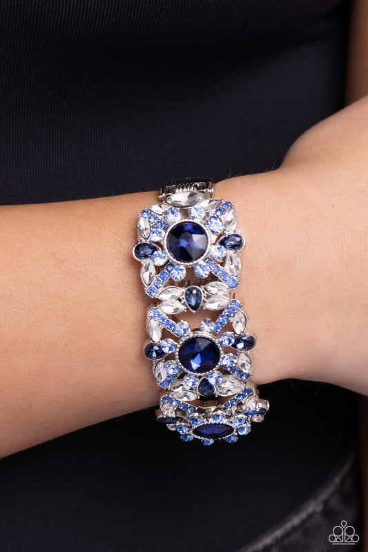 Paparazzi Accessories-Shimmering Solo Blue Sparkle Rhinestone Bracelet