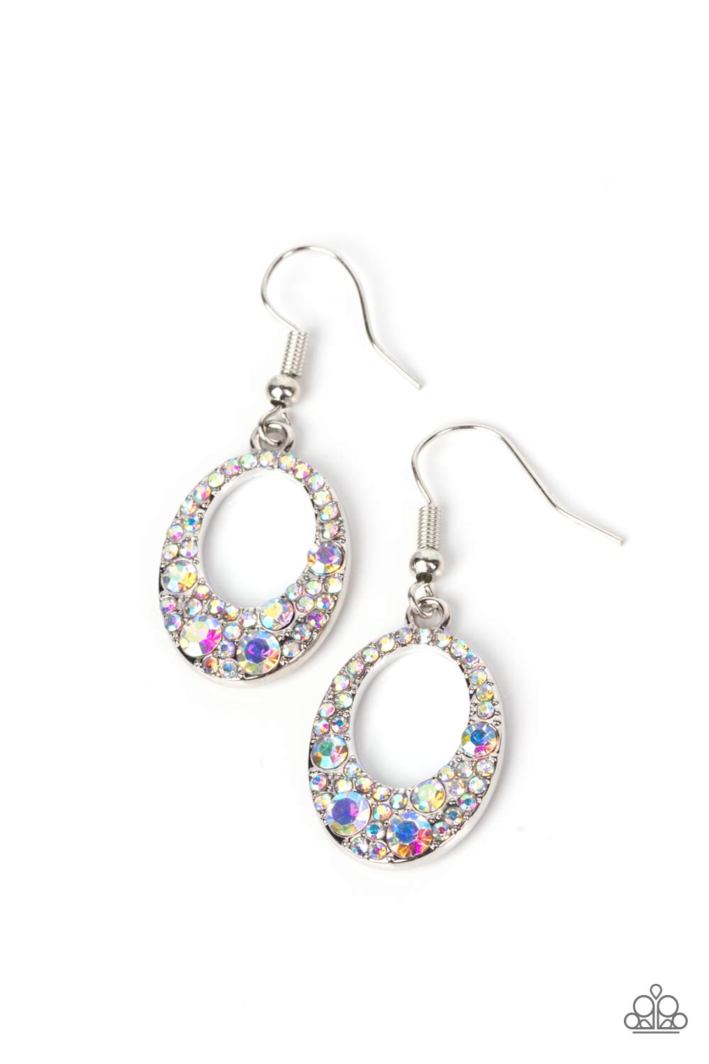 Paparazzi Accessories-Showroom Sizzle Multi Iridescent Rhinestone Earrings