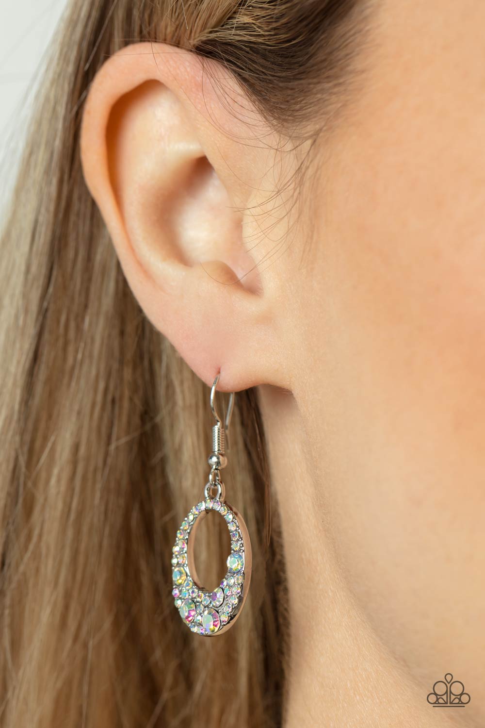 Paparazzi Accessories-Showroom Sizzle Multi Iridescent Rhinestone Earrings