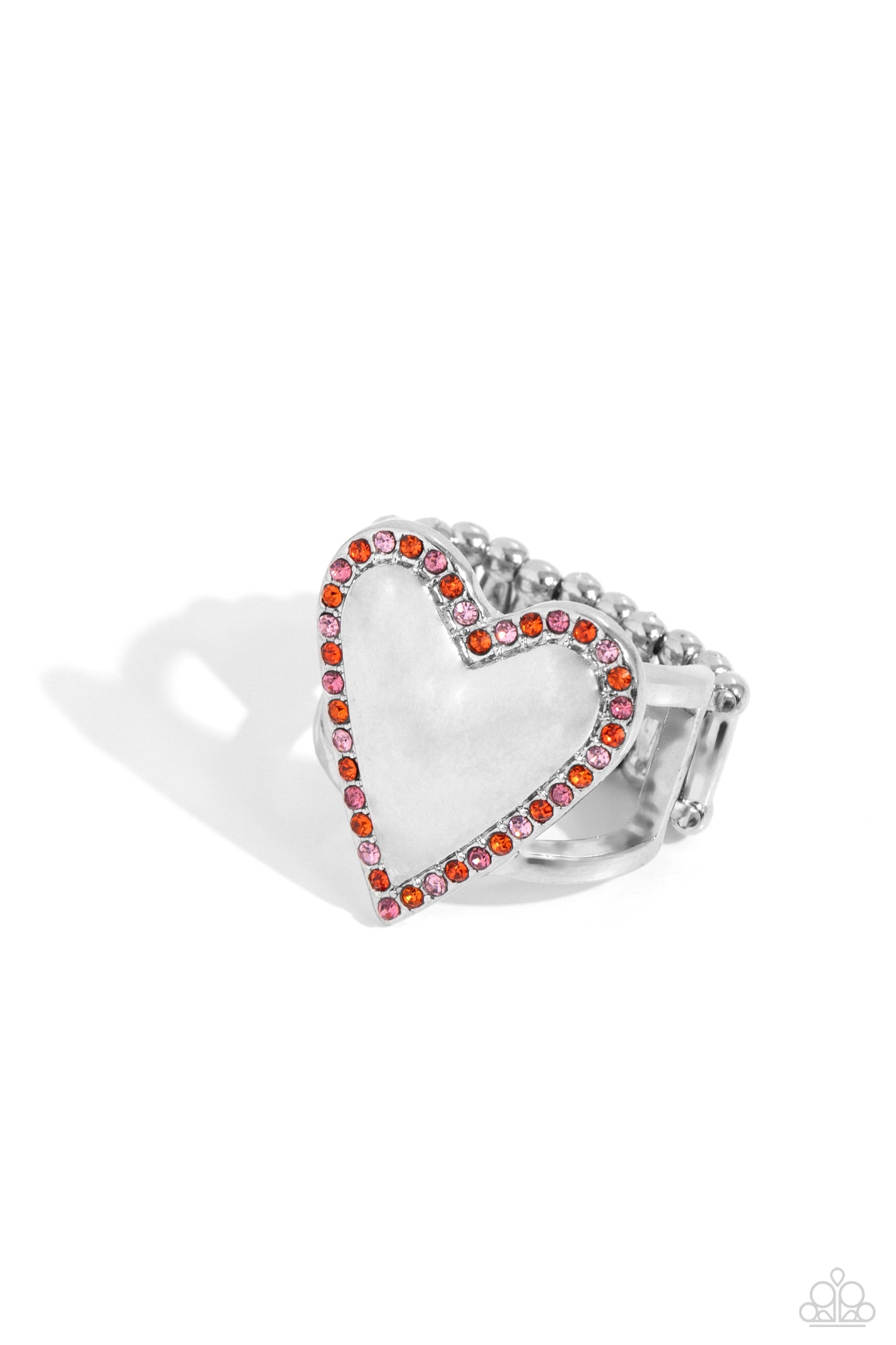 Paparazzi Accessories-Smitten Shimmer Orange Glittery Heart Ring