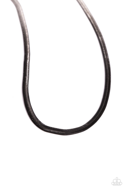 Paparazzi Accessories-Spray Paint Sass Black Snake Chain Necklace Set