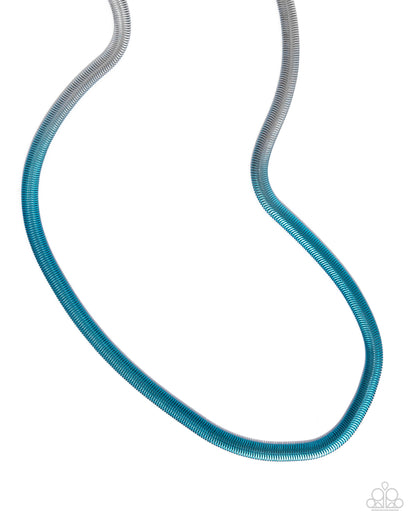 Paparazzi Accessories-Spray Paint Sass Blue Snake Chain Necklace Set
