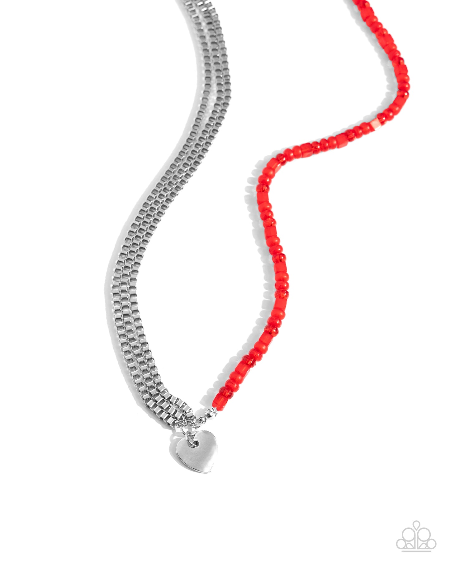 Paparazzi Accessories-Squared Sweetheart Red Bead Heart Necklace Set