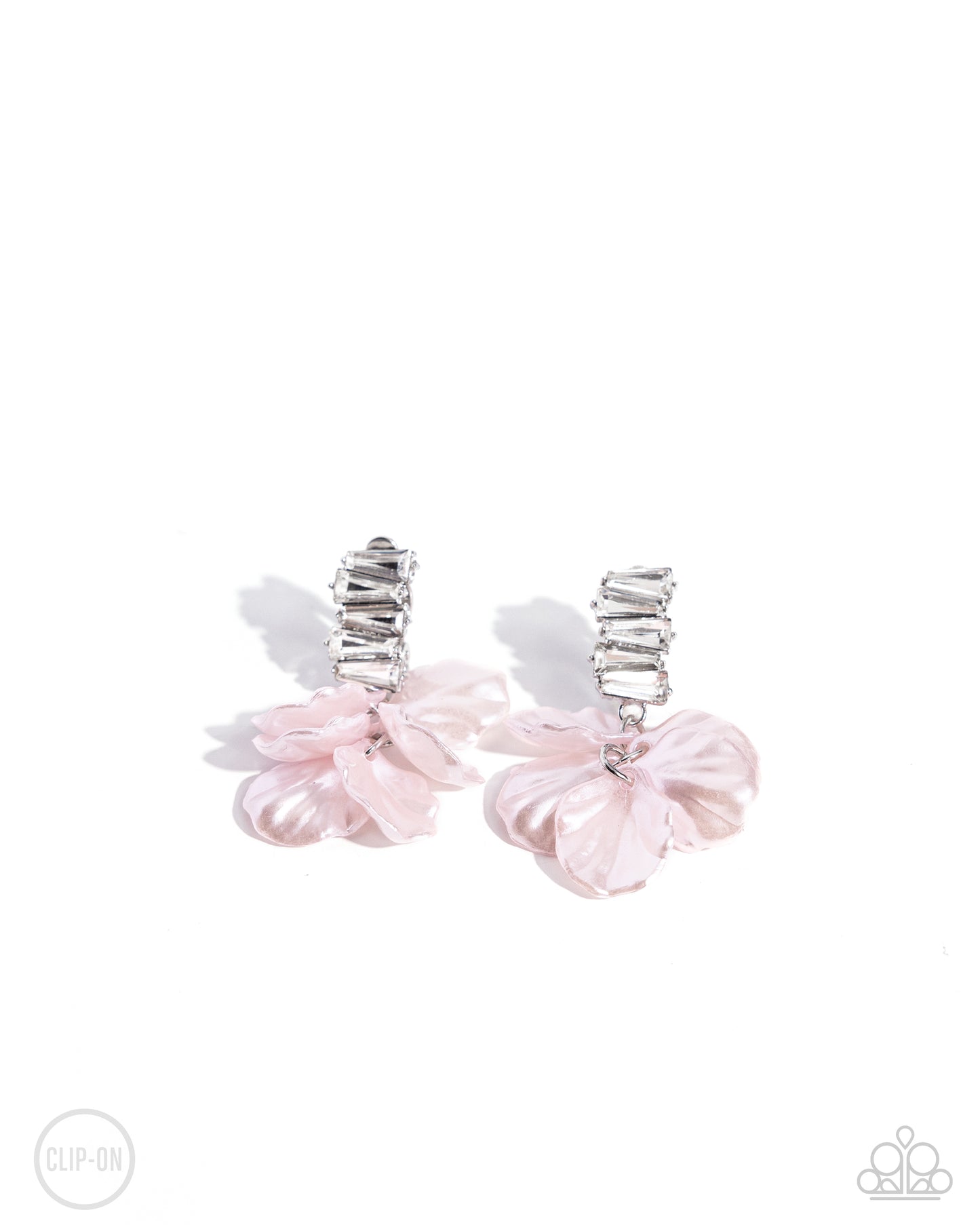 Paparazzi Accessories-Stacked Sprigs Pink Pearl Petals Earrings