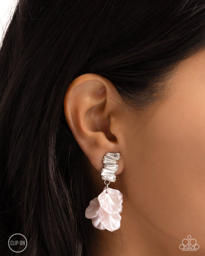 Paparazzi Accessories-Stacked Sprigs Pink Pearl Petals Earrings