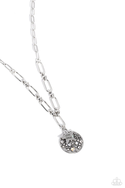 Paparazzi Accessories-Stardust Saucer White Iridescent Charm Necklace Set