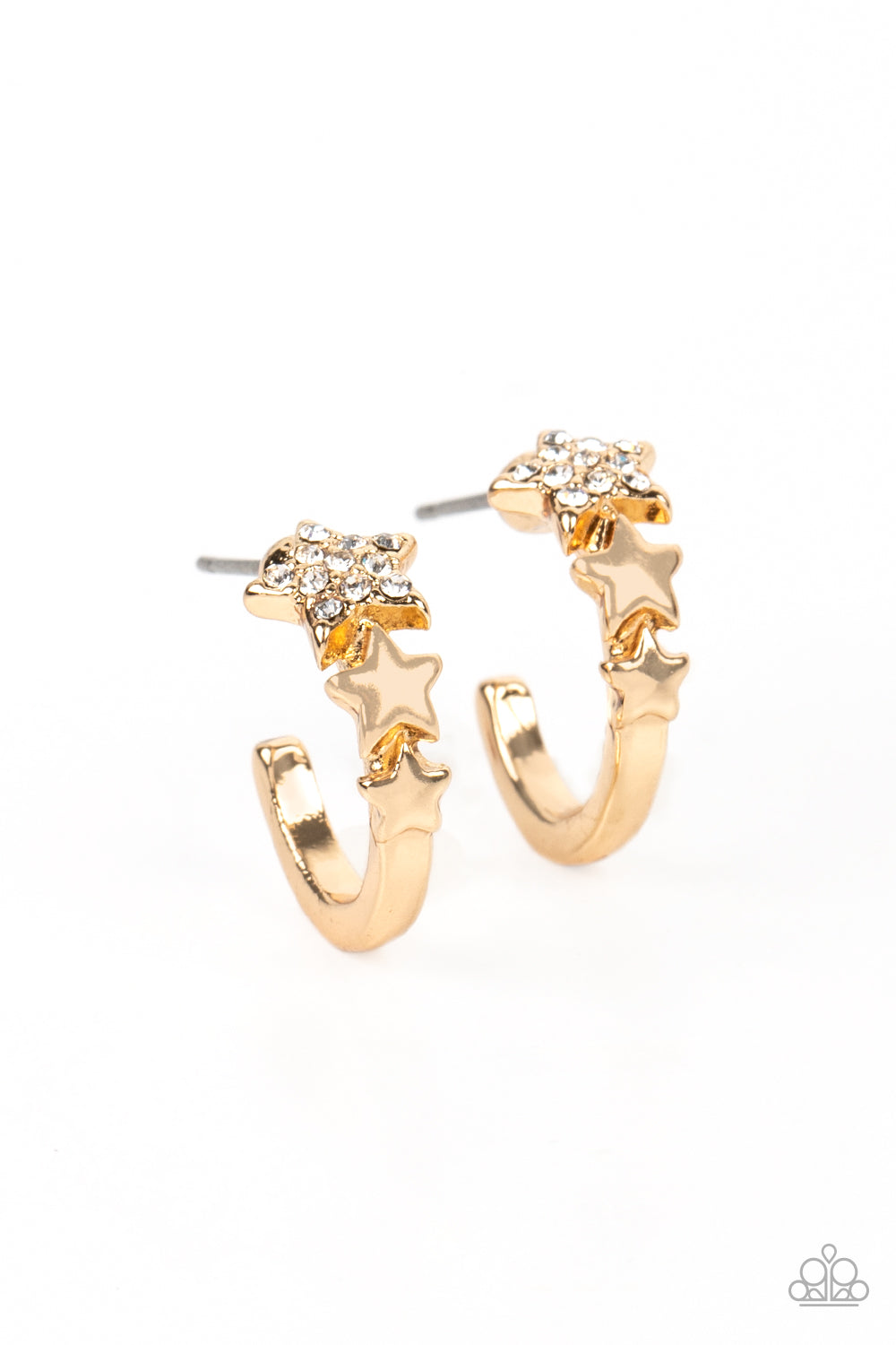 Paparazzi Accessories-Starfish Showpiece Gold Curl Bar Hoop Earrings