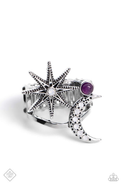 Paparazzi Accessories-Stellar Seeker Purple June 2023 FF Charm Ring