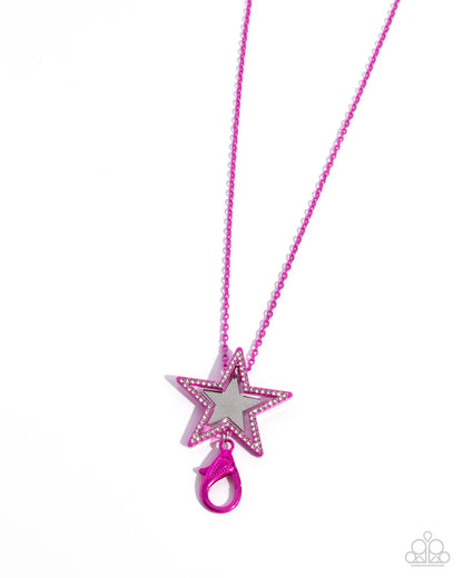 Paparazzi Accessories-Stellar Search Pink Oversized Star Necklace Set