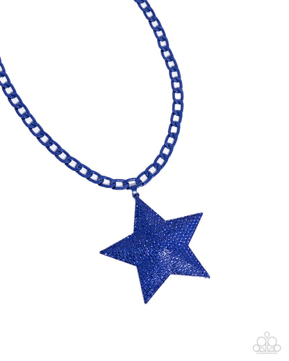 Paparazzi Accessories-Stellar Selfie Blue Rhinestone Star Pendant Set