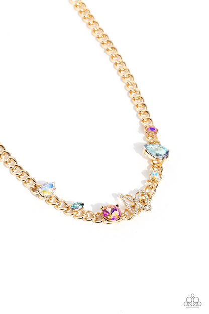 Paparazzi Accessories-Storybook Succession Gold Butterfly Necklace Set