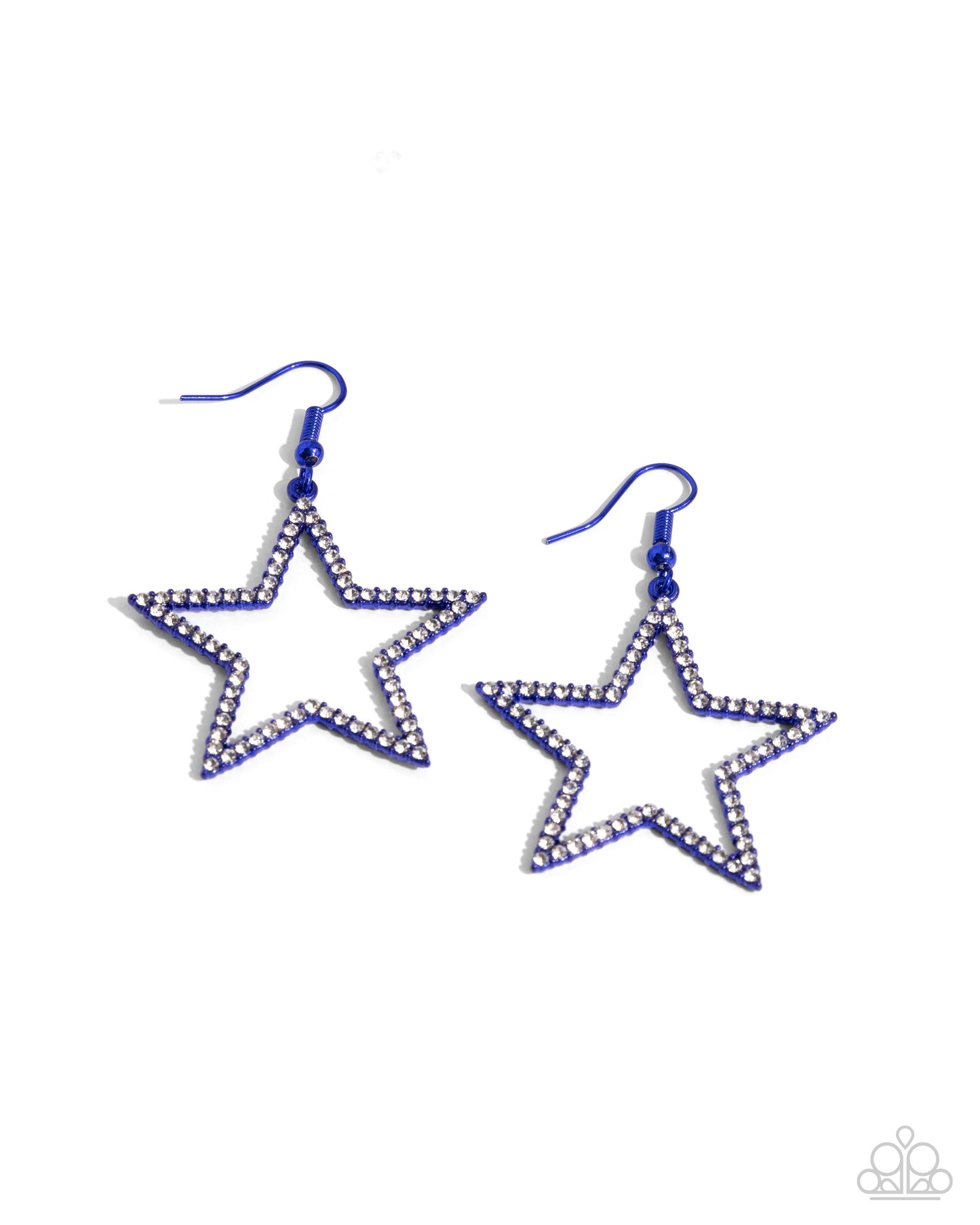 Paparazzi Accessories-Streamlined Stars Blue Painted Star Framed Earrings