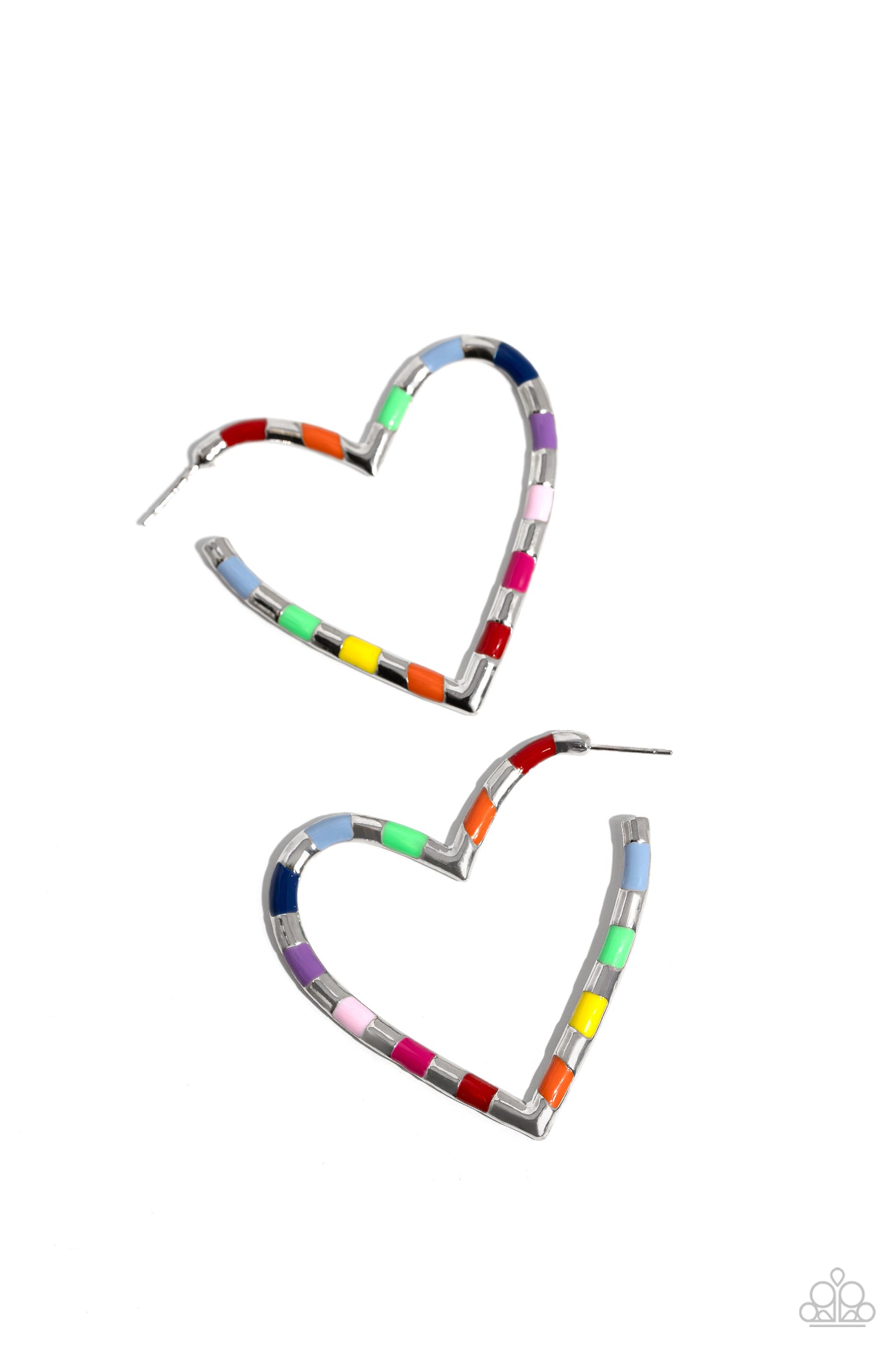 Paparazzi Accessories-Striped Sweethearts Multi Heart Hoop Earrings