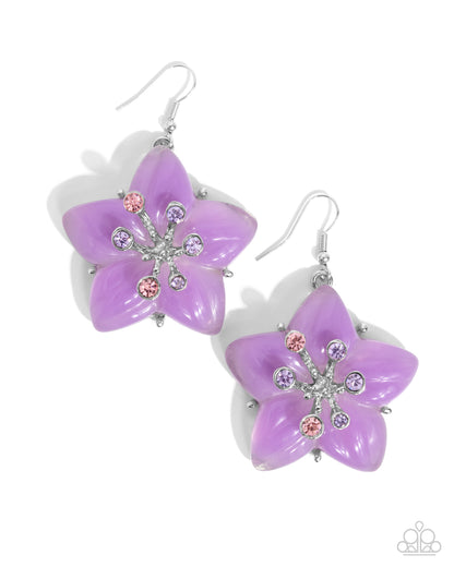 Paparazzi Accessories-Summer Sprigs Purple Glittery Star Earrings