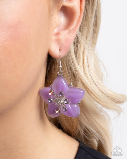 Paparazzi Accessories-Summer Sprigs Purple Glittery Star Earrings