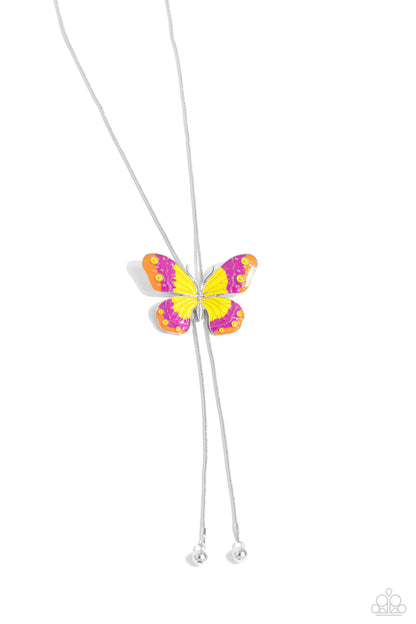 Paparazzi Accessories-Suspended Shades Yellow Butterfly Necklace Set