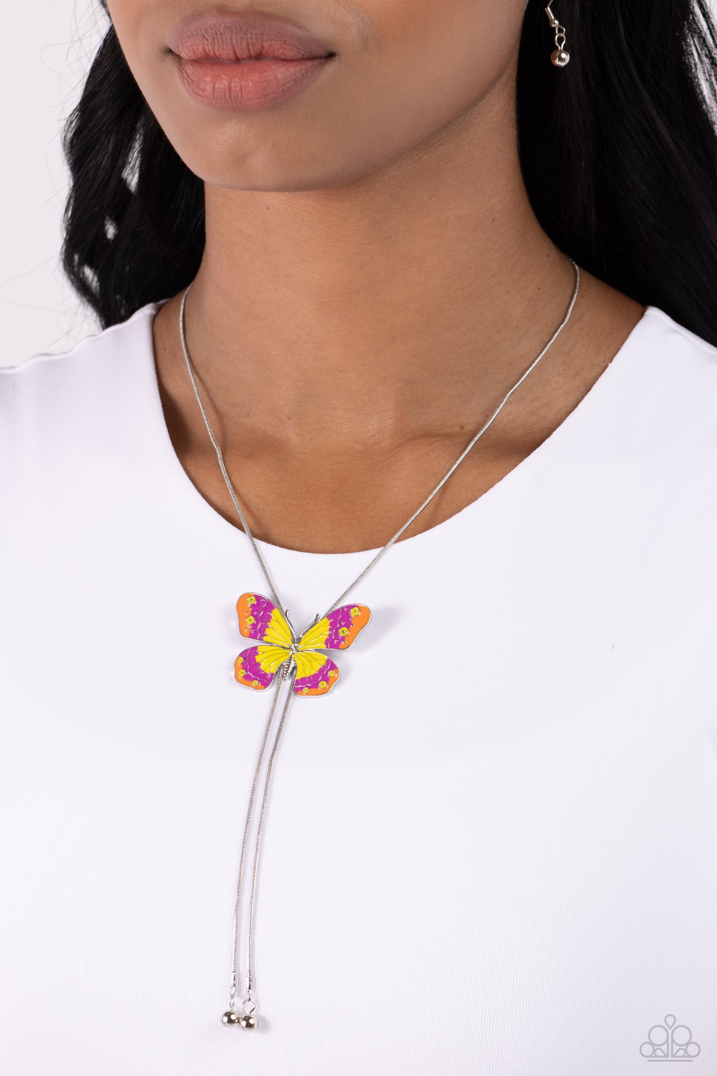 Paparazzi Accessories-Suspended Shades Yellow Butterfly Necklace Set