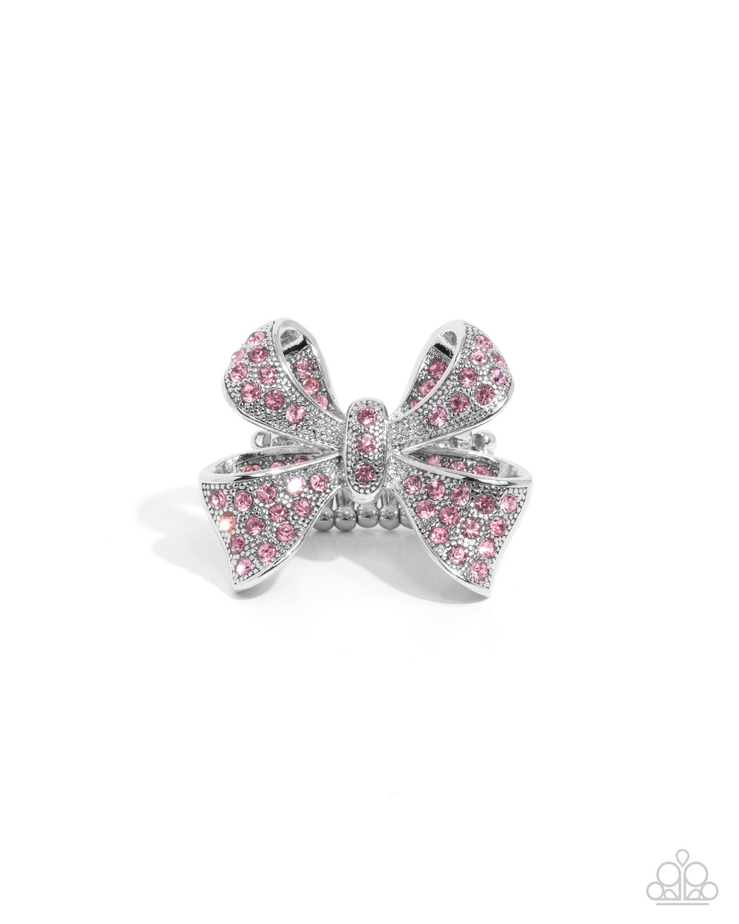 Paparazzi Accessories-Sweetheart Souvenir Pink Rhinestone Bow Loop Ring