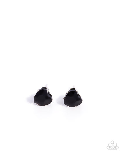 Paparazzi Accessories-Sweetheart Stunner Black Heart Stud Earrings