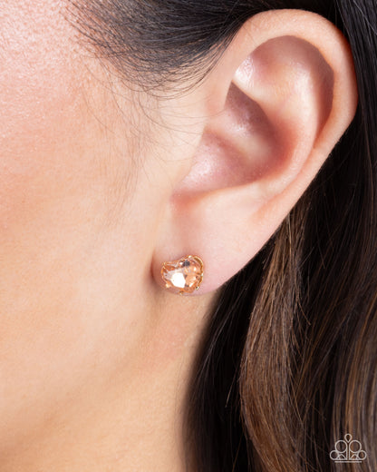 Paparazzi Accessories-Sweetheart Stunner Gold Oversize Heart Earrings