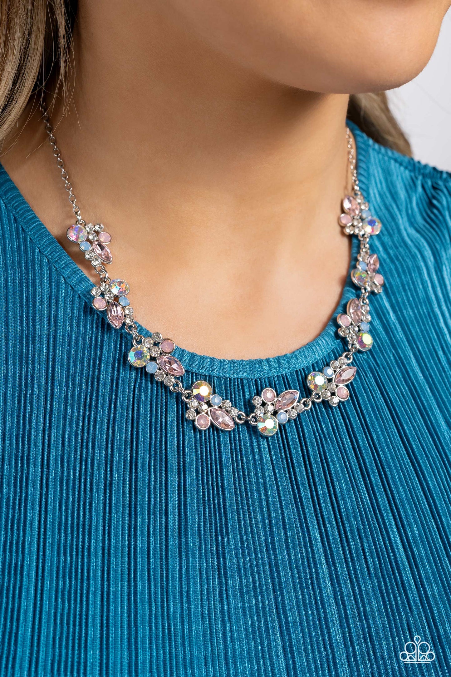 Paparazzi Accessories-Swimming In Sparkles Multi Iridescent Necklace Set