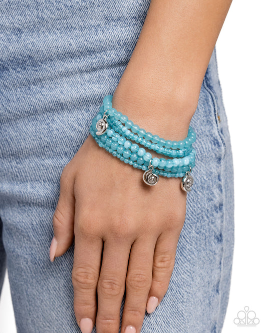 Paparazzi Accessories-Swirling Shopaholic Blue Capri Beads Bracelet