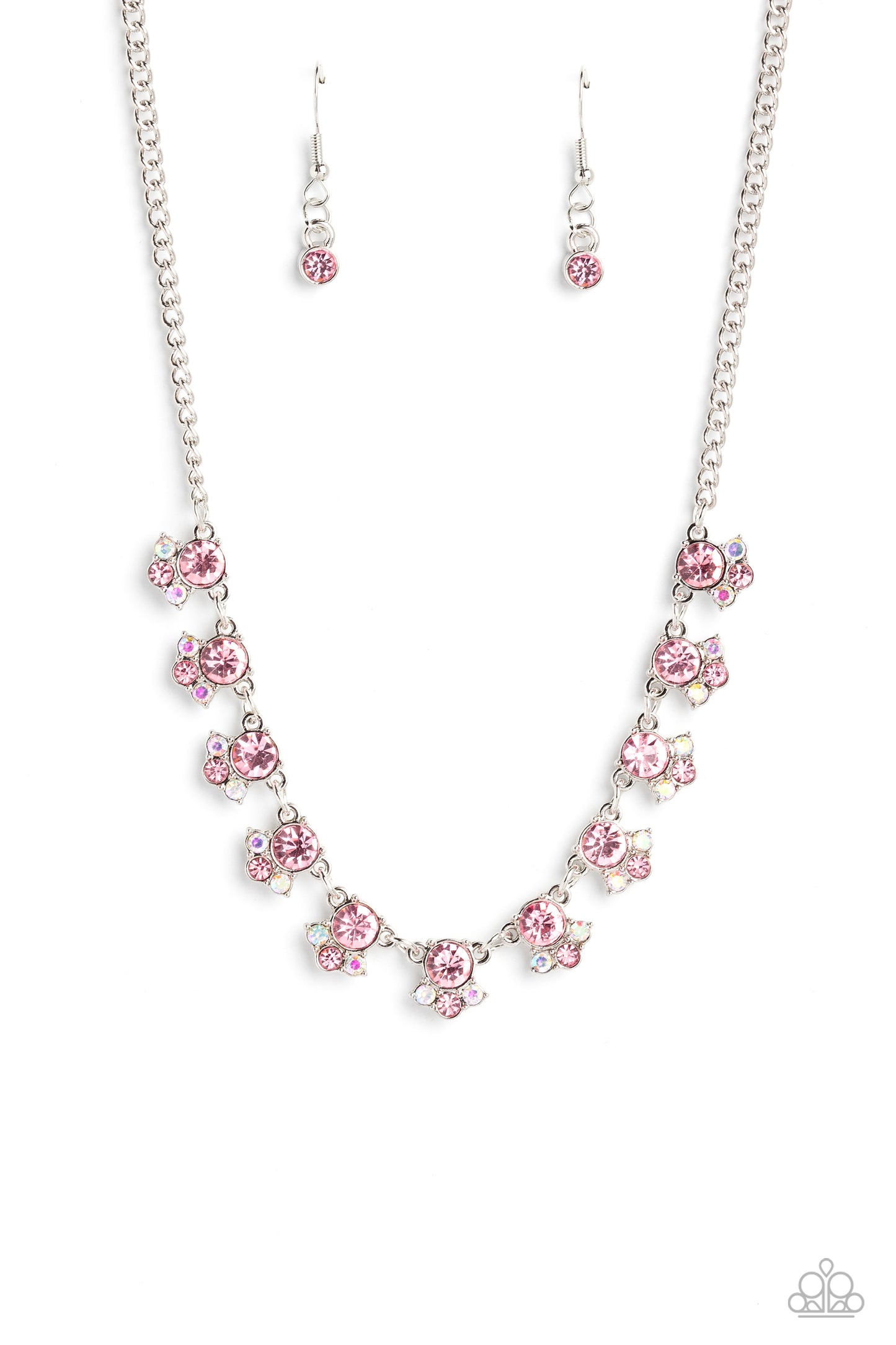 Paparazzi Accessories-Tabloid Treasure Pink Dainty Iridescent Necklace Set