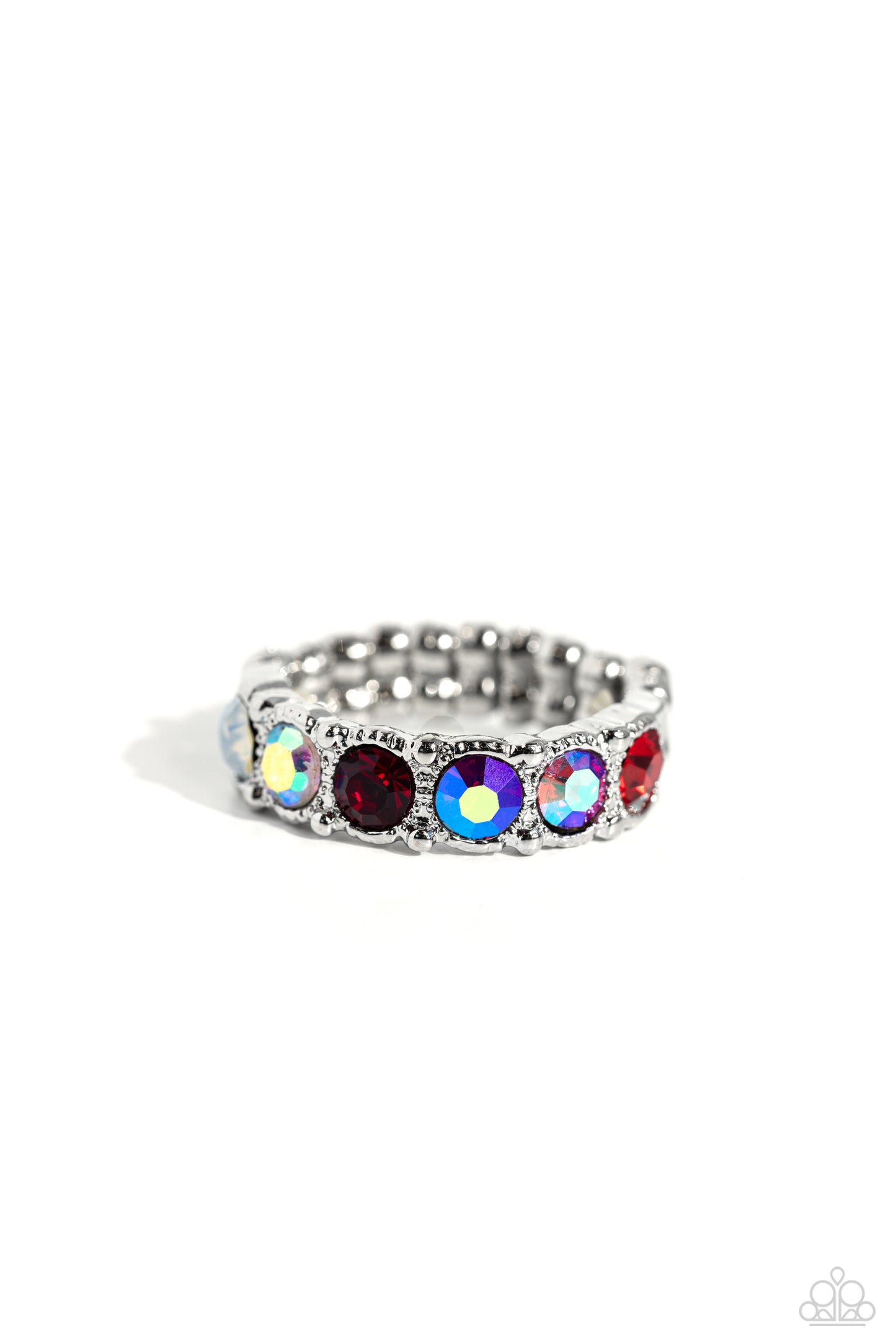 Paparazzi Accessories-Taming Twilight Red Iridescent Opal Rhinestone Ring