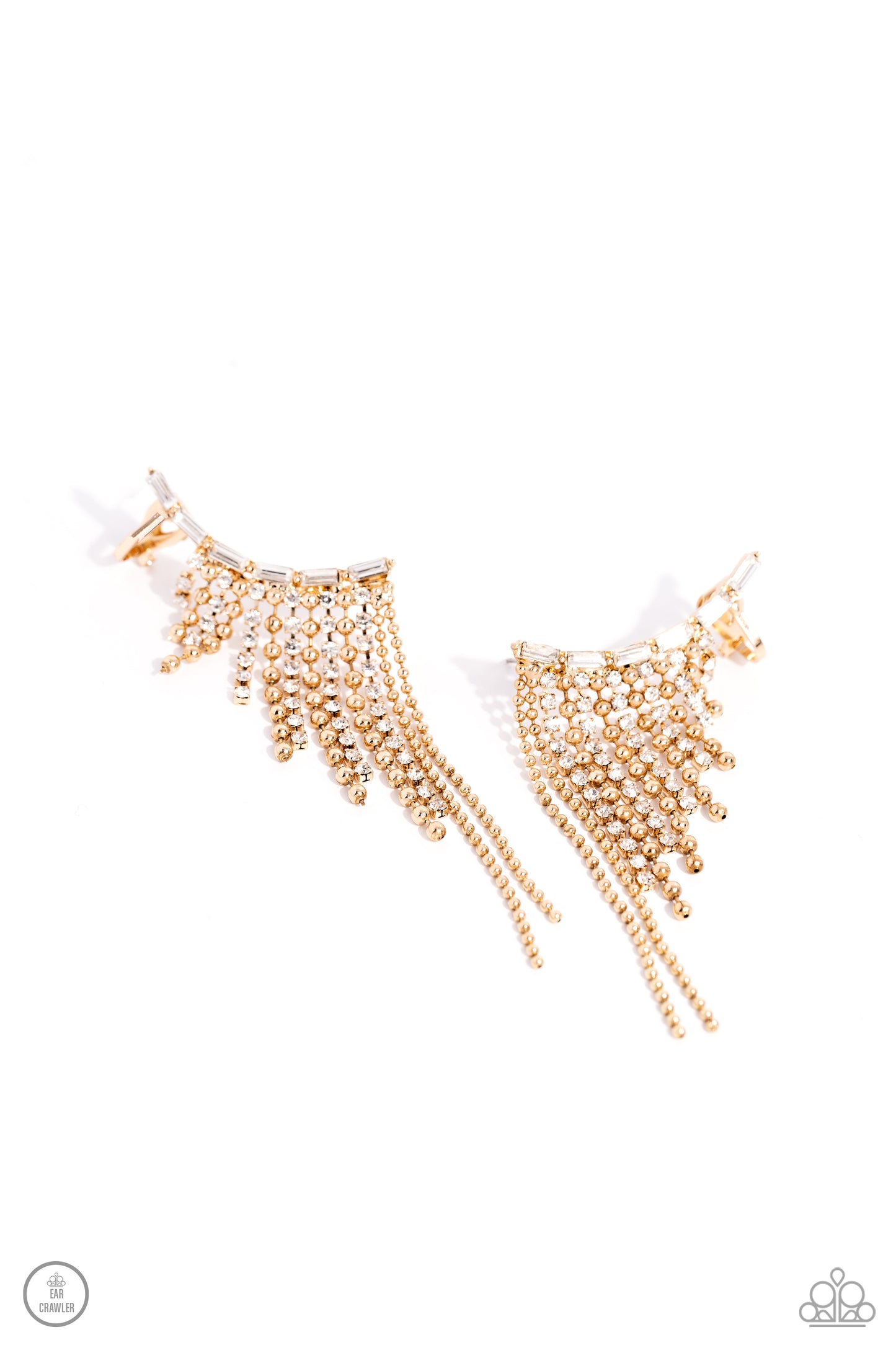 Paparazzi Accessories-Tapered Tease Gold Popcorn Glittery Chain Earrings