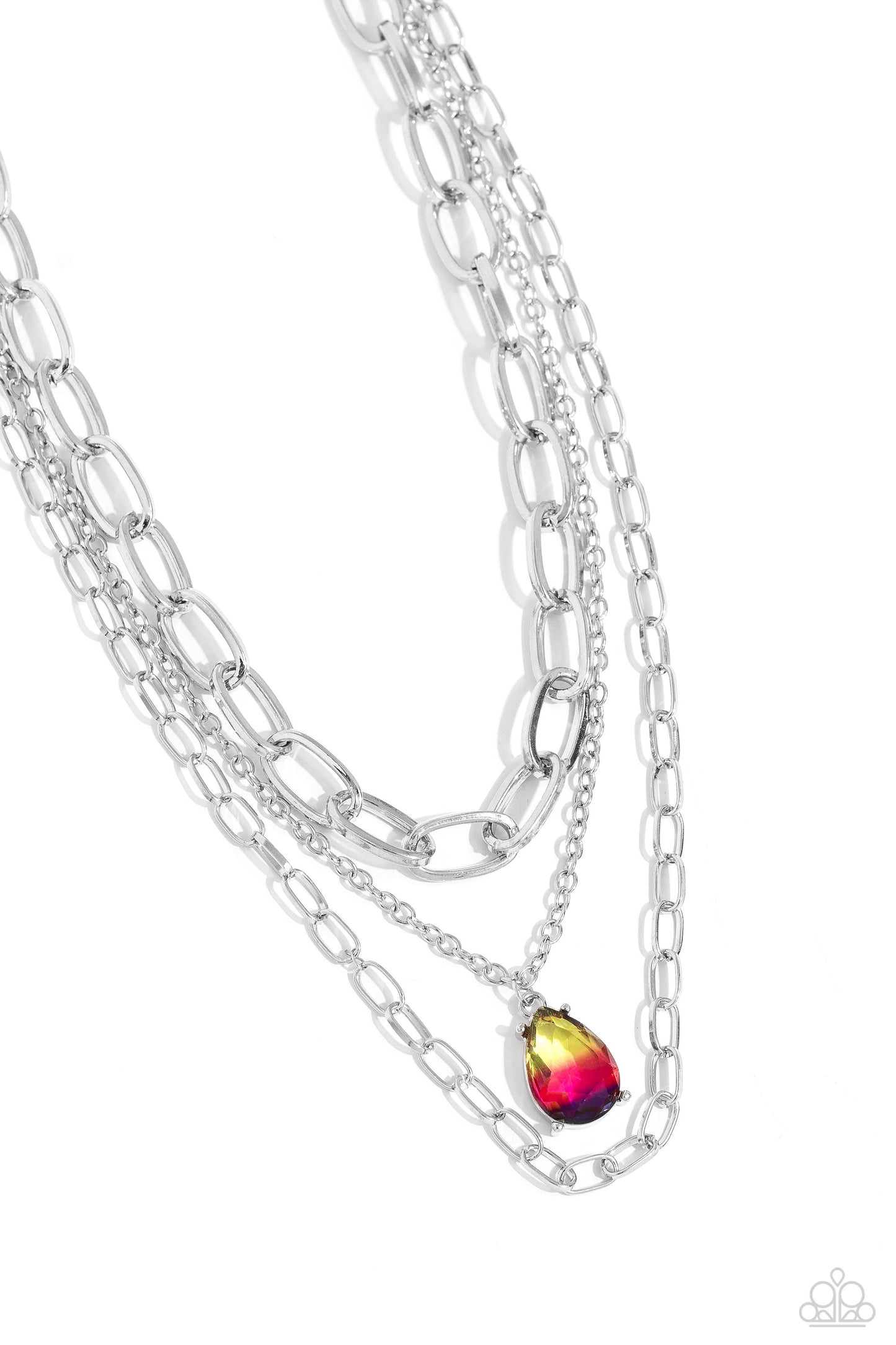 Paparazzi Accessories-Teardrop Tiers Multi Ombre' Teardrop Necklace Set