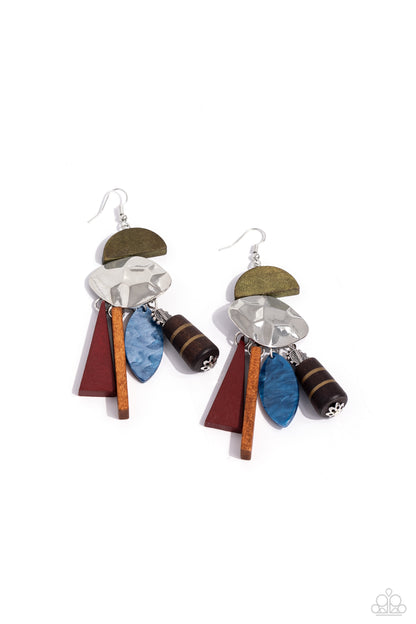 Paparazzi Accessories-Textured Talisman Multi Abstract Exotic Earrings