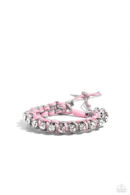 Paparazzi Accessories-The Next Big STRING Silver/Pink Weave Bracelet