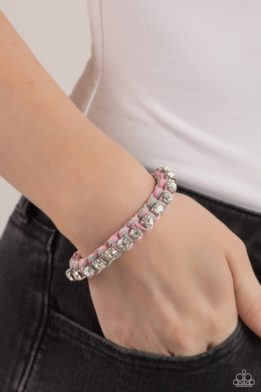 Paparazzi Accessories-The Next Big STRING Silver/Pink Weave Bracelet